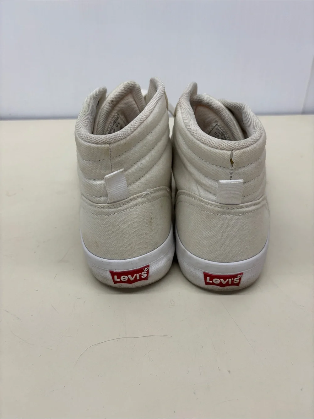 Levi's Men's High-Top Canvas Sneakers in Cream/White